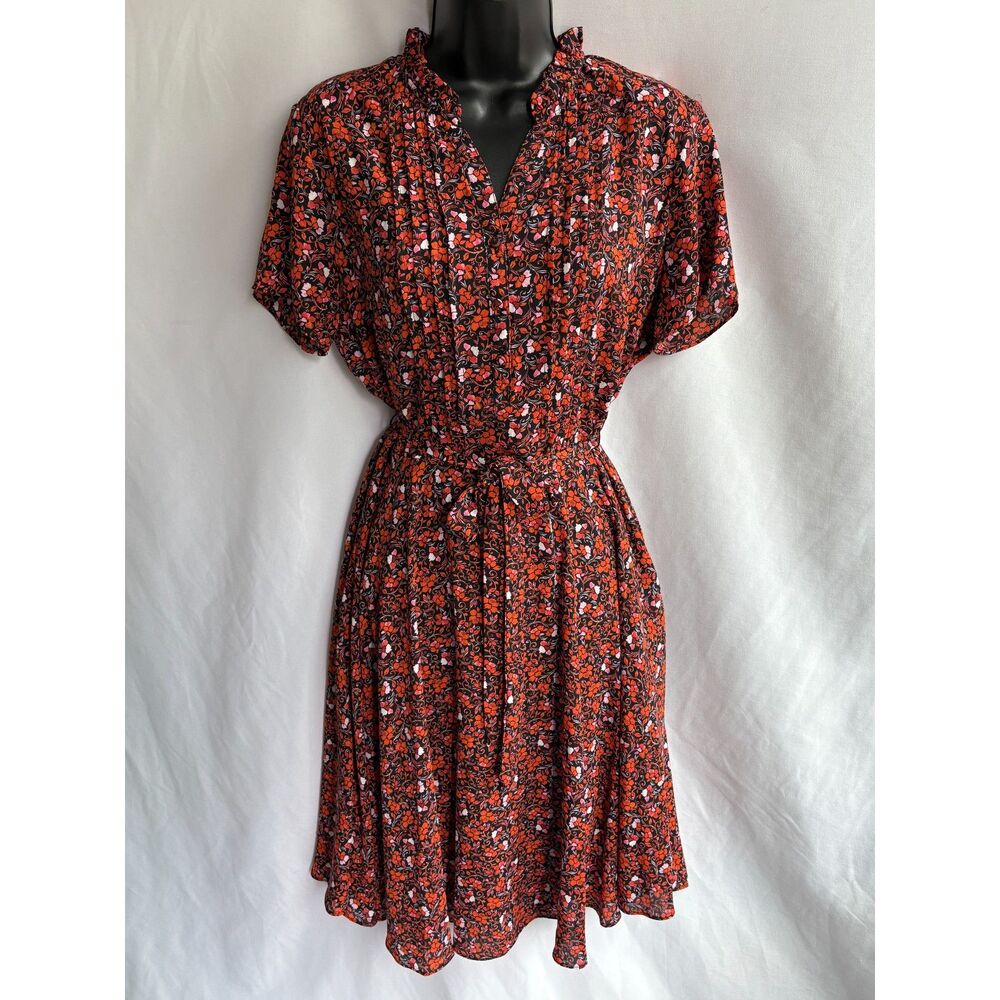 NANETTE nanette lepore Floral Print Pintuck Shirtdress Size 10 Prairie Cottage